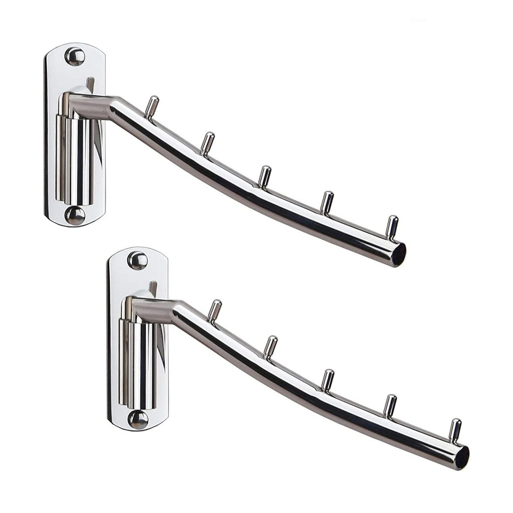 [Australia - AusPower] - Zivisk 2 Pcs Folding Wall Mounted Clothes Suit Hangers Rack with Swing Arm Stainless Steel Heavy Duty Coat Hook for Bathroom, Bedroom, Laundry Room - Silver 