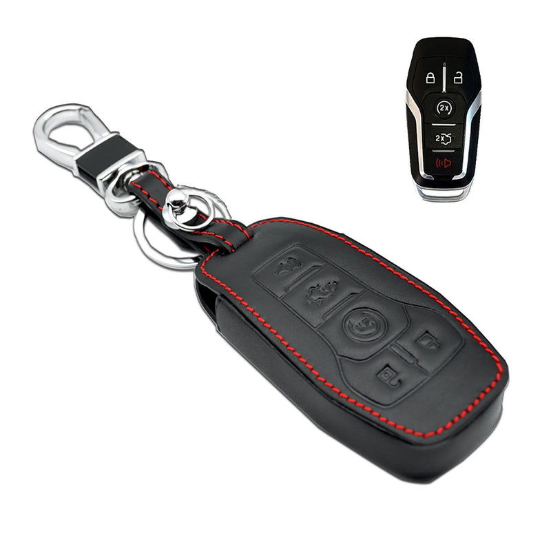 [Australia - AusPower] - Compatible with fit for 2015 2016 Ford Mustang F-150 F-450 F-550 MKZ MKC MKX Leather Keyless Entry Remote Control Key Fob Cover Case Protector, M3N-A2C31243300 