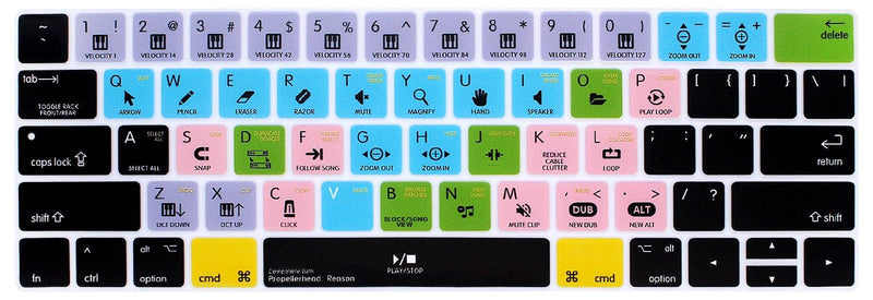 [Australia - AusPower] - HRH Propellerhead Reason Shortcuts Hotkey Silicone Keyboard Cover Skin for MacBook New Pro with Touch Bar 13 Inch and 15 Inch(A2159/A1989/A1706,A1990/A1707) 2019 2018 2016 2017 Release US Version 