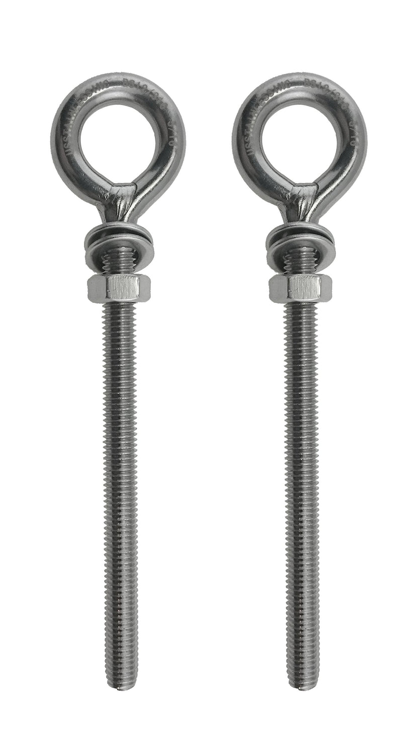 [Australia - AusPower] - 2 Pieces Stainless Steel 316 M8 Eye Bolt 8mm x 80mm Marine Grade 