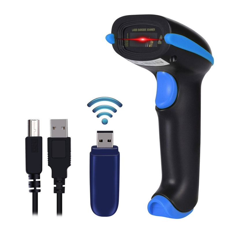 [Australia - AusPower] - WoneNice Barcode Scanner Wireless 2-in-1 (2.4Ghz Wireless+USB 2.0 Wired) Handheld Bar Code Scanner Reader with USB Receiver for Store, Supermarket, Warehouse 