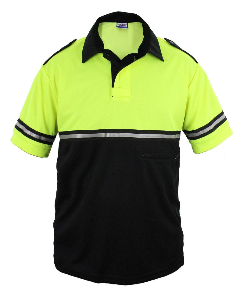 [Australia - AusPower] - Two Tone Bike Patrol Shirt with Reflective Stripes and Zipper Pocket Small Lime Green and Black 