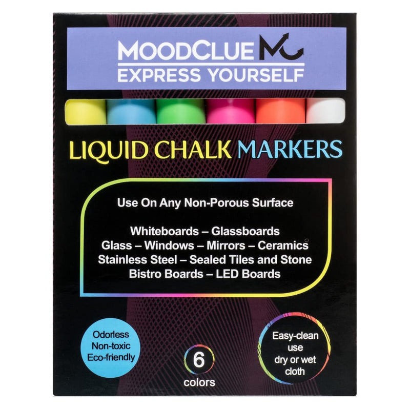 [Australia - AusPower] - Perfect for whiteboards, glass boards, most chalkboards, windows, mirrors, car windshields. 6 neon liquid chalk markers. Washable, non-toxic, odorless. Wet or dry erase. Reversible tip. Many uses. 