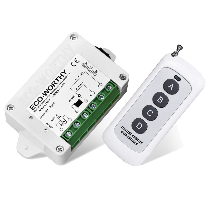[Australia - AusPower] - ECO-WORTHY Linear Actuator Motor Controller, Remote Positive Inversion Control Kit for Linear Actuator, Forward Reverse Remote Control System 12V DC 10A White 