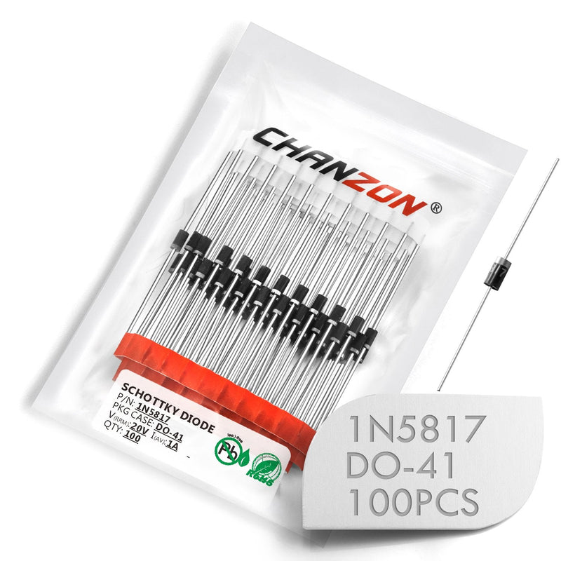 [Australia - AusPower] - (Pack of 100 Pieces) Chanzon 1N5817 Schottky Barrier Rectifier Diodes 1A 20V DO-41 (DO-204AL) Axial 5817 IN5817 1 Amp 20 Volt 