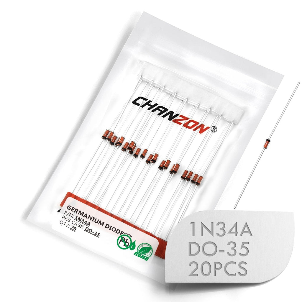 [Australia - AusPower] - (Pack of 20 Pieces) Chanzon 1N34A 1N34 Schottky Diode 50mA 65V DO-35 (DO-204AH) IN34A IN34 Axial for TV FM AM Radio Detection 