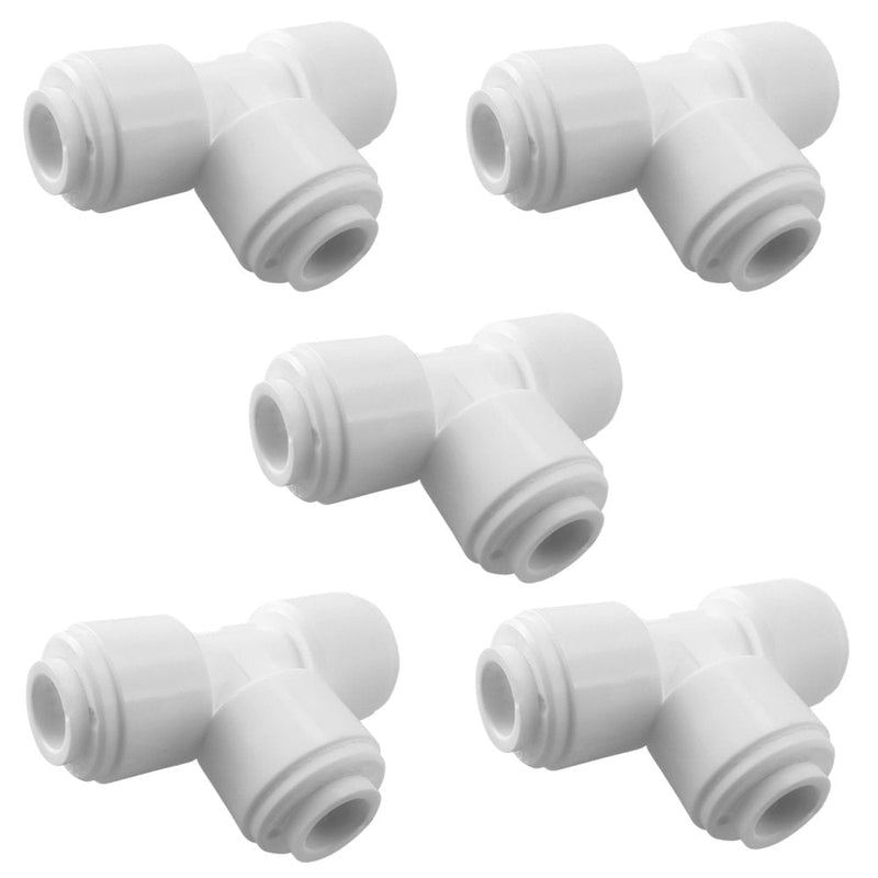 [Australia - AusPower] - PureSec 3/8 inch Tee Connector Push to Connect Fittings Plastic Quick Fitting for water purification&RO System (5, 3/8" Tube O.D.X3/8" Tube O.D.X 3/8" Tube O.D.) 