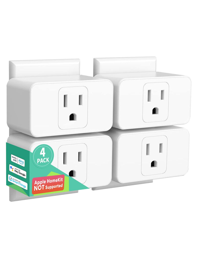 [Australia - AusPower] - Meross Wi-Fi Smart Plug Mini, 15 Amp & Reliable Wi-Fi Connection, Support Alexa, Google Assistant, Remote Control, Timer, Occupies Only One Socket, 2.4G WiFi Only, 4 Pack Non-HomeKit 4 Pack 