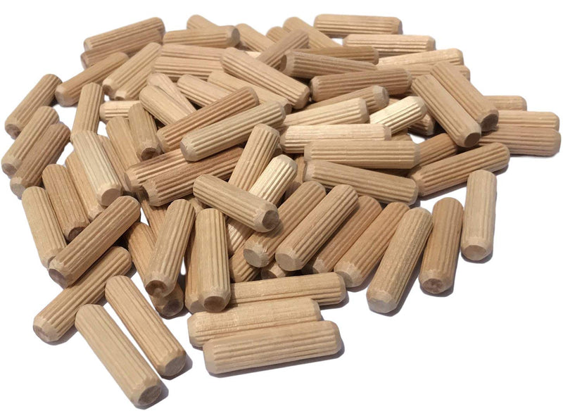 [Australia - AusPower] - 200 Pack 3/8" x 1 1/2" Wooden Dowel Pins Wood Kiln Dried Fluted and Beveled, Made of Hardwood 