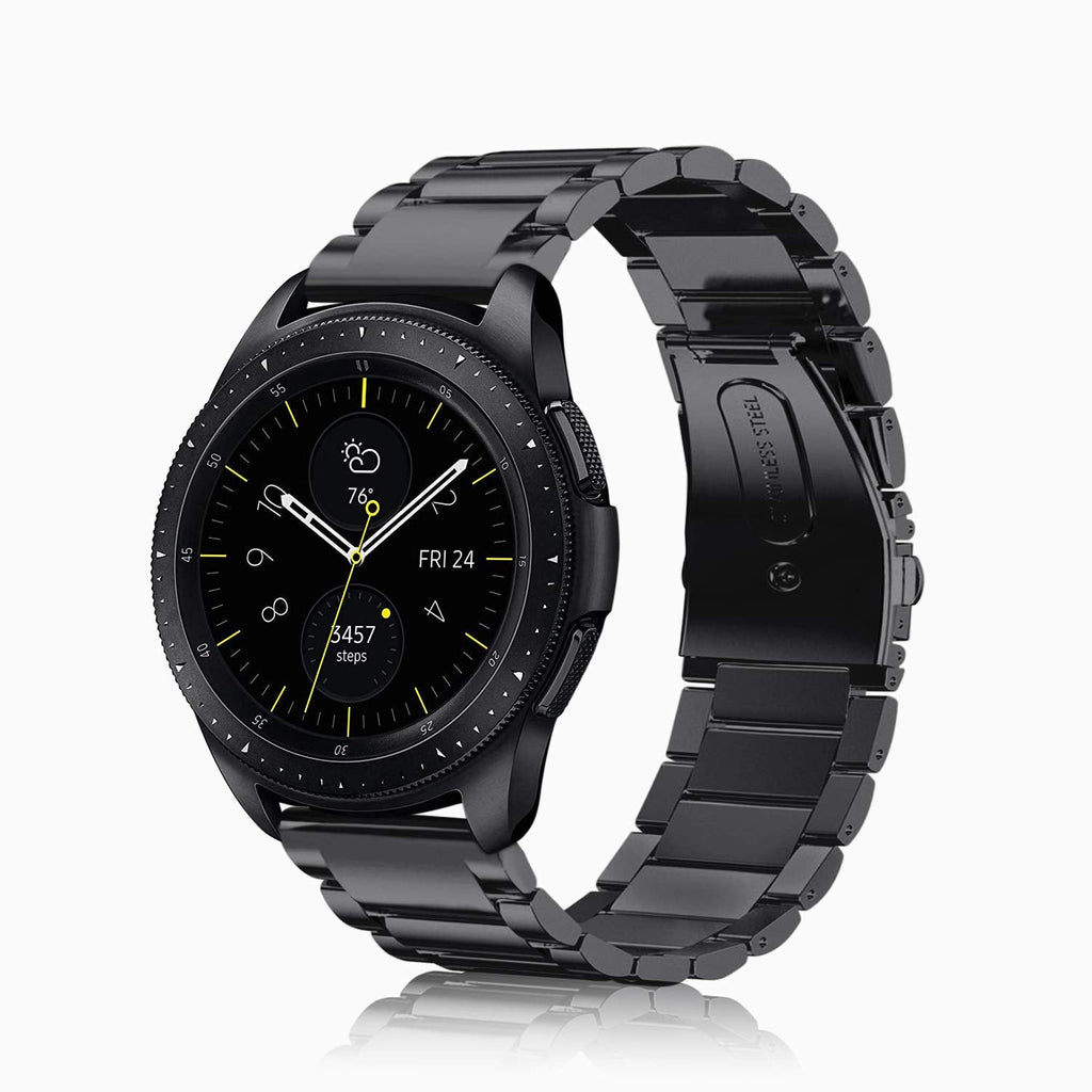 [Australia - AusPower] - Fintie Band Compatible with Samsung Galaxy Watch 4 40mm/44mm and Classic 42mm/46mm / Galaxy Watch 3 41mm / Galaxy Watch 42mm, 20mm Stainless Steel Metal Replacement Bracelet Strap Wrist Bands, Black 