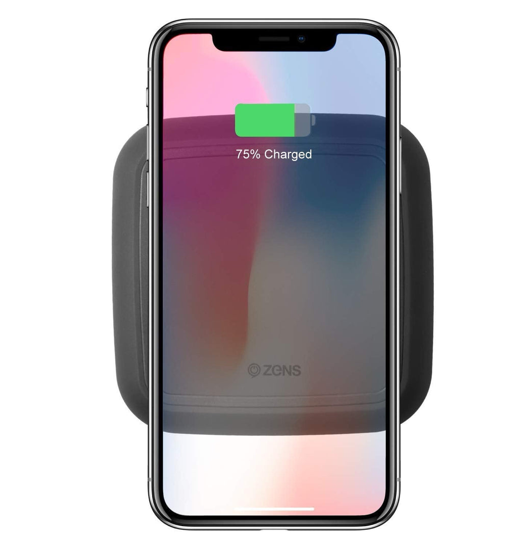 [Australia - AusPower] - ZENS Wireless Charging Pad - Single Qi Charger Pad with 15 Watt Power Output - Supports Apple iPhone and Samsung Galaxy Fast Charge -Includes AC/DC Adapter - Black 