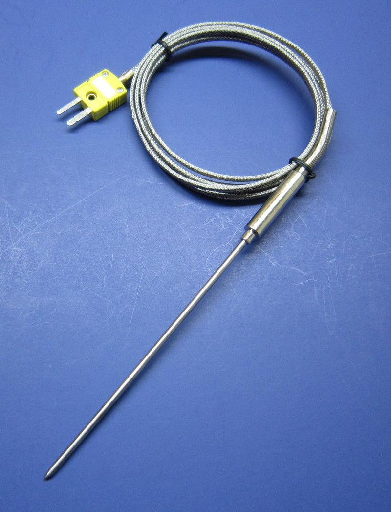 [Australia - AusPower] - K-Type Thermocouple Sensor with High Temperature Stainless Steel Pointed Insertion Probe, 932 F or 500 C, with Stainless Steel Braided Cable 