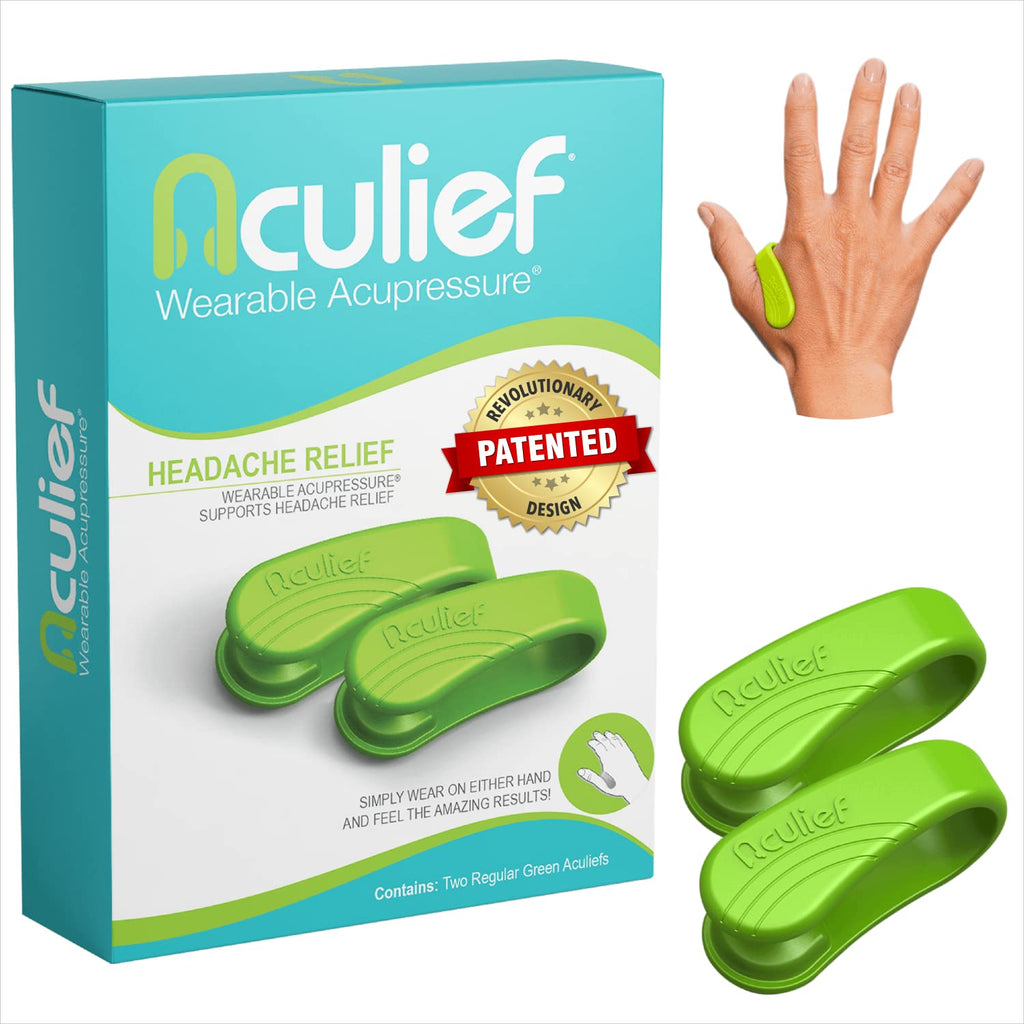 [Australia - AusPower] - Aculief - Award Winning Natural Headache, Migraine, Tension Relief Wearable – Supporting Acupressure Relaxation, Stress Alleviation, Tension Relief and Headache Relief - 2 Pack (Green) Green Regular (Pack of 2) 