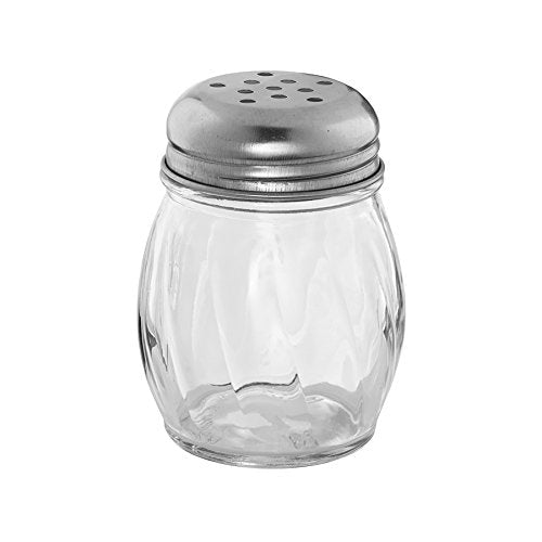 [Australia - AusPower] - 6-Ounce Glass Cheese Shaker with Perforated Top, Swirl Glass Cheese Shaker with Stainless Steel Lid, Restaurant Shakers by Tezzorio 1 PERFORATED CAP 
