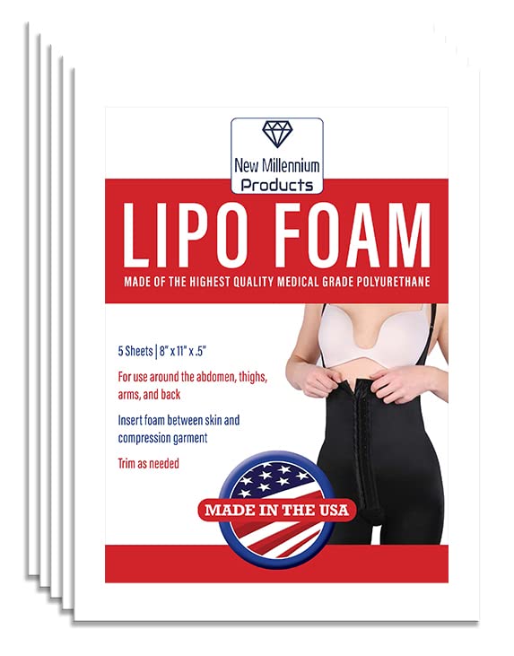 [Australia - AusPower] - Lipo Foam SHEETS FOR POST SURGICAL USE WITH COMPRESSION GARMENT AFTER LIPOSUCTION TUMMY TUCK AB FLATTENING 8" X 11" 5 PACK NEW MILLENNIUM PROD 