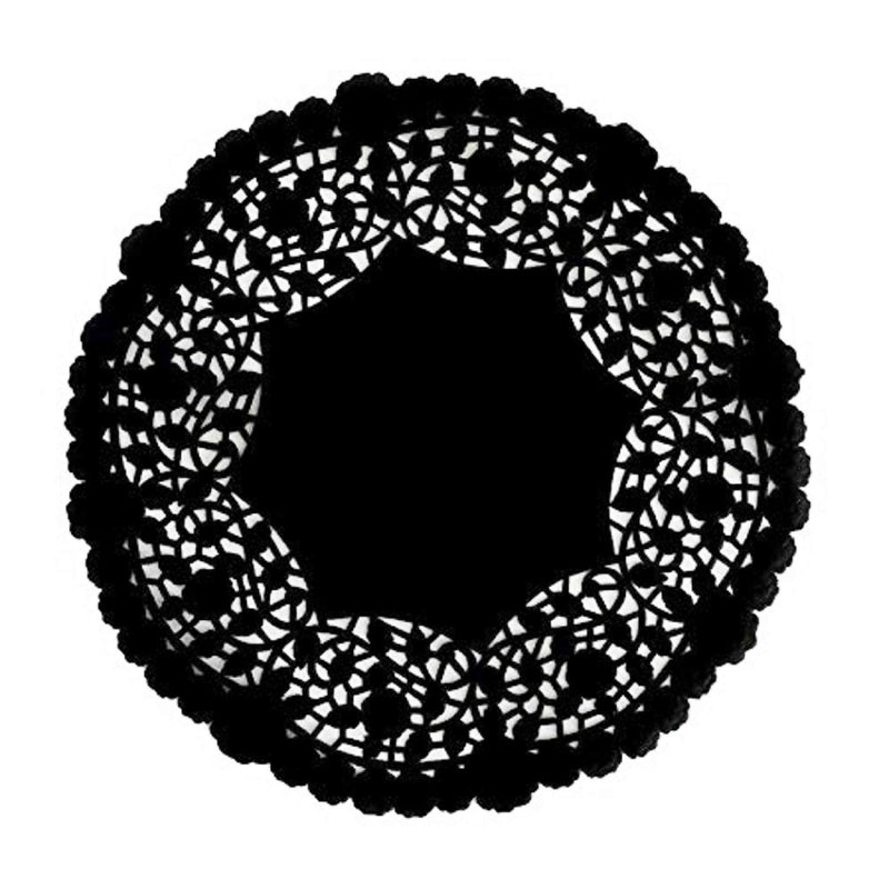 [Australia - AusPower] - The Baker Celebrations Pack of 50 Black Paper Lace Doilies for Elegant and Sophisticated Table Decor - Made in Canada (8-inch) 8" 