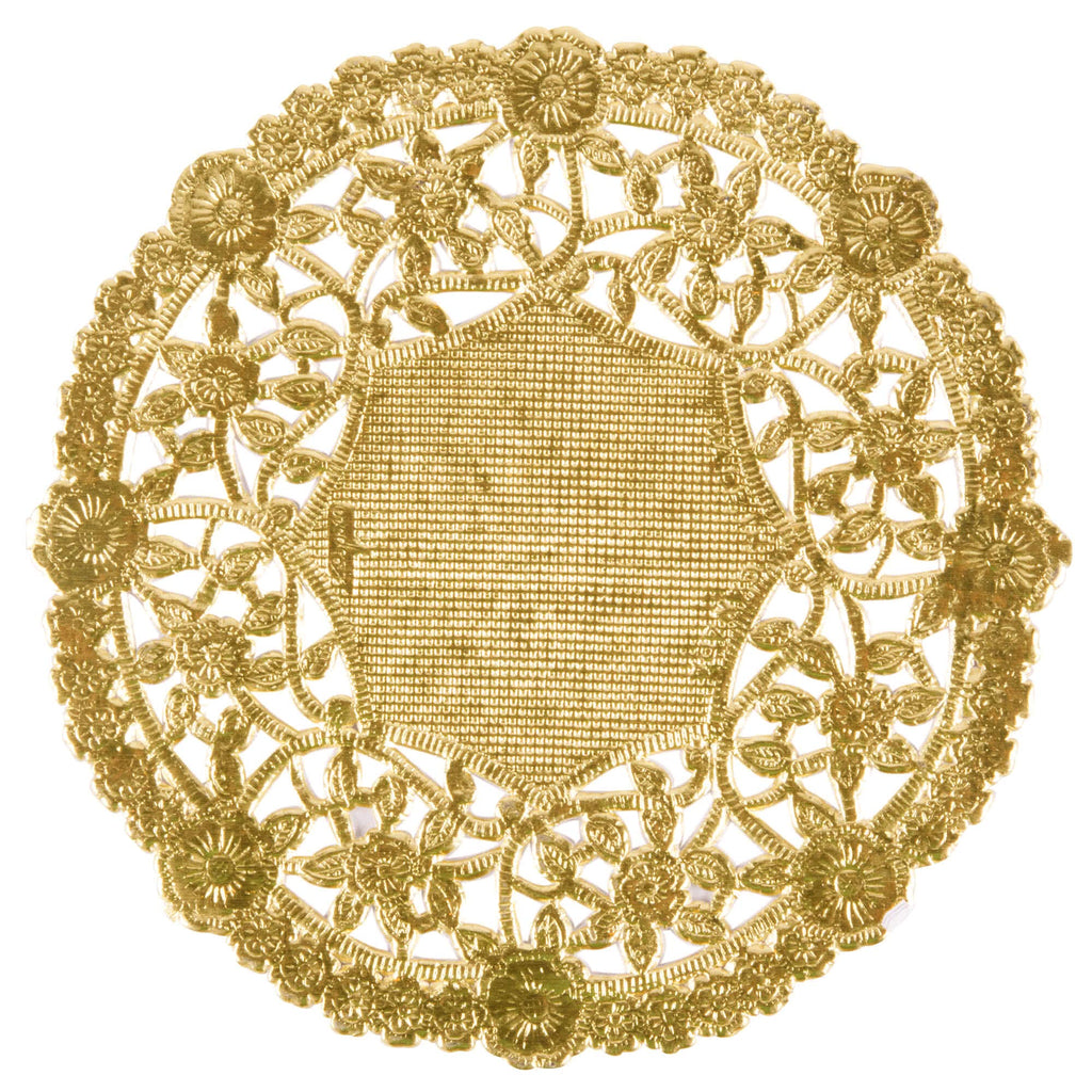 [Australia - AusPower] - The Baker Celebrations Gold Foil 4 inch Round Paper Lace Table Doilies – Great for Serving Small Treats or Rolling Around Silverware (Pack of 50) 