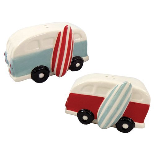 [Australia - AusPower] - VW Van with Surfboard Salt and Pepper Set 3.3 Inches Long x 3.2 Inches Tall 