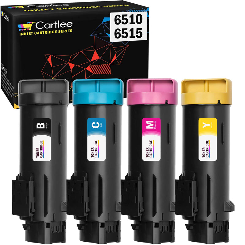 [Australia - AusPower] - Cartlee Set of 4 Compatible High Yield Laser Toner Cartridges for Xerox Phaser 6510 6510/dni 6510/dn 6510/n Workcentre 6515 6515/dni 6515/dn 6515/n Printer (1 Black, 1 Cyan, 1 Magenta, 1 Yellow) 