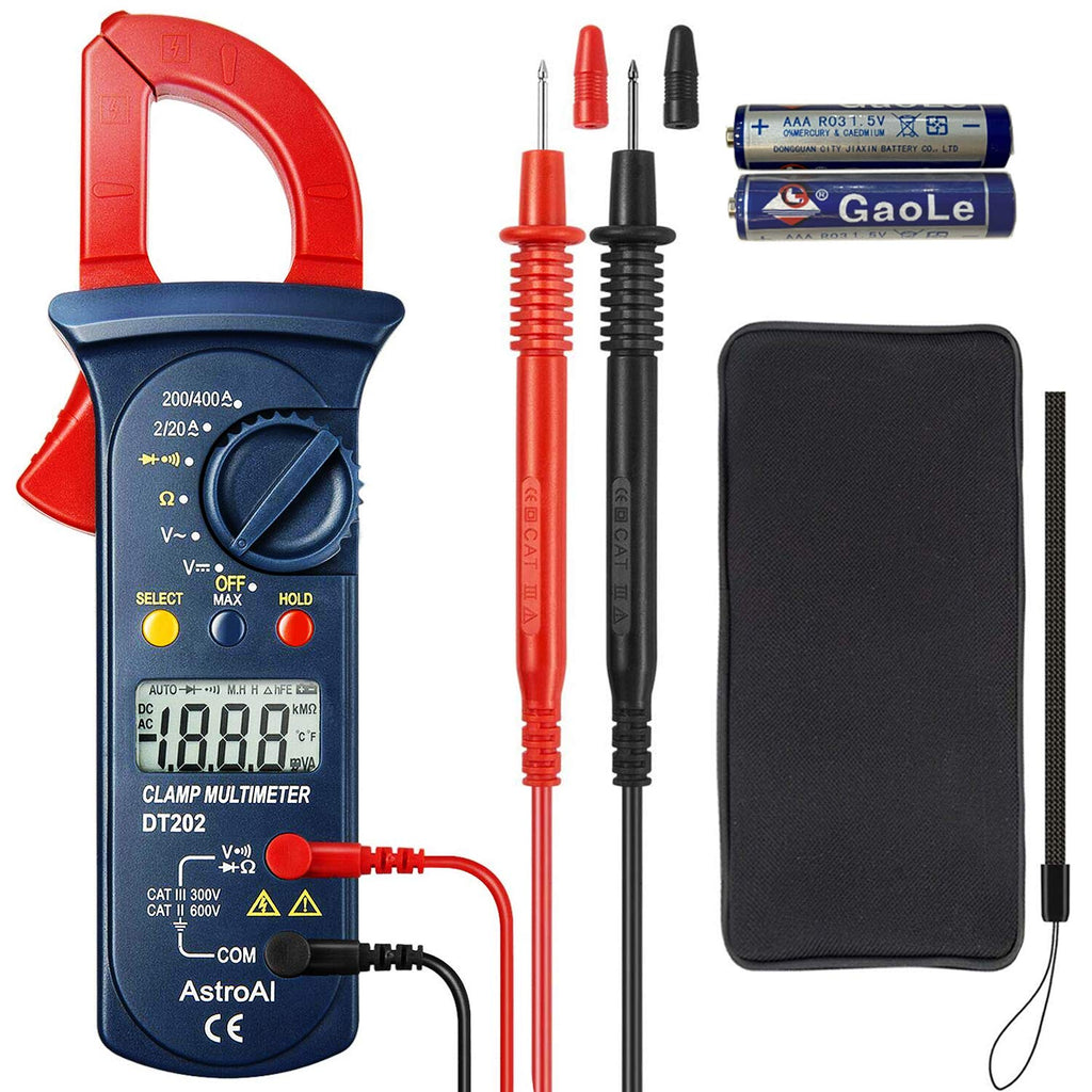[Australia - AusPower] - AstroAI Digital Clamp Meter 2000 Counts, Multimeter Amp Meter with Auto Ranging; Measures Voltage Tester, AC Current, Resistance, Continuity; Tests Diodes 
