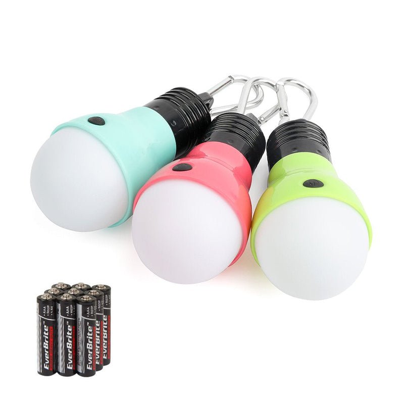 [Australia - AusPower] - EverBrite 3-Pack Camping Lights - 3 Lighting Modes, Portable LED Bulbs Ideal for Kids’ Adventure Activities, Backpacking, Camping, Picnic, Emergency and More, 3 x AAA Batteries Included 
