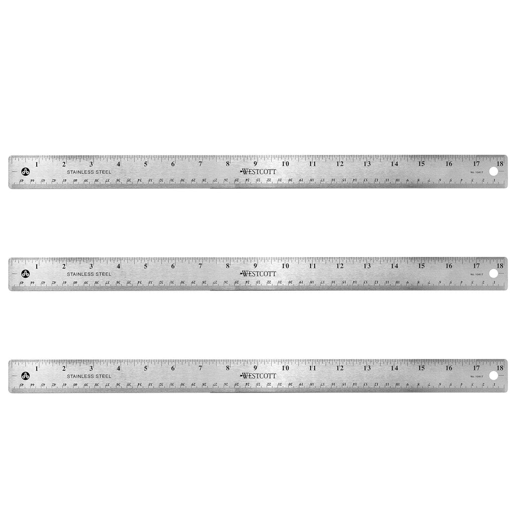 [Australia - AusPower] - Westcott 18" Stainless Steel Ruler, Pack of 3 (17144) 