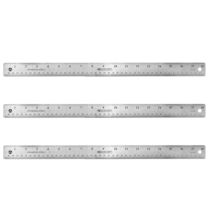 [Australia - AusPower] - Westcott 18" Stainless Steel Ruler, Pack of 3 (17144) 