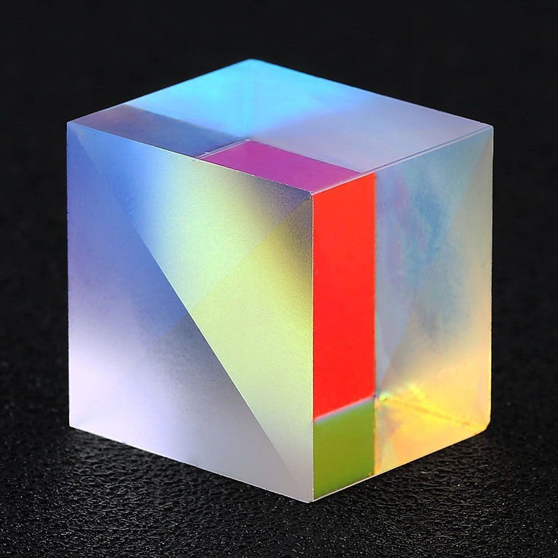 [Australia - AusPower] - F-ber 1Pcs 2 x 2 x 1.7cm Colorful Optical Glass RGB Dispersion Cross Dichroic Cube Prism X-Cube for Physics Teaching Research Decoration Art Education 2cm x 1.7cm/0.8'' x 0.8'' x 0.67" 