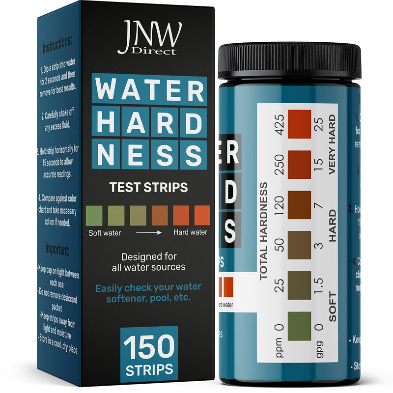 [Australia - AusPower] - JNW Direct Water Hardness Test Kit (150 Strips), Hard Water Test Kit, Best Water Hardness Test Strips for Accurate Water Quality Testing to Determine Soft or Hard Water, Free App & Ebook Included 