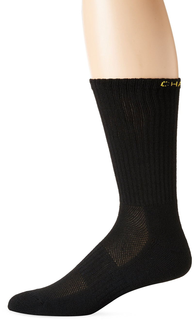 [Australia - AusPower] - Chaps Men's Solid Casual Crew Socks with Logo (6 Pack) Black 6-12 