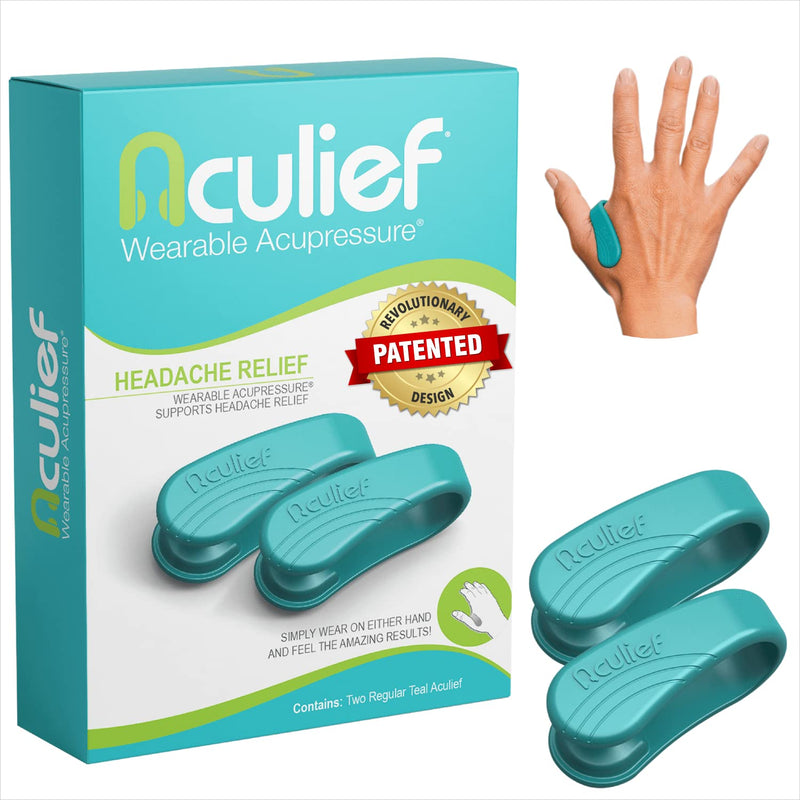 [Australia - AusPower] - Aculief - Award Winning Natural Headache, Migraine, Tension Relief Wearable – Supporting Acupressure Relaxation, Stress Alleviation, Tension Relief and Headache Relief - 2 Pack - (Teal) Teal Regular (Pack of 2) 