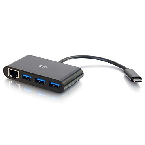 [Australia - AusPower] - C2G USB Adapter, USB Hub, Ethernet Adapter with Power, 3 Port, Black, Cables to Go 29747 3-Port 