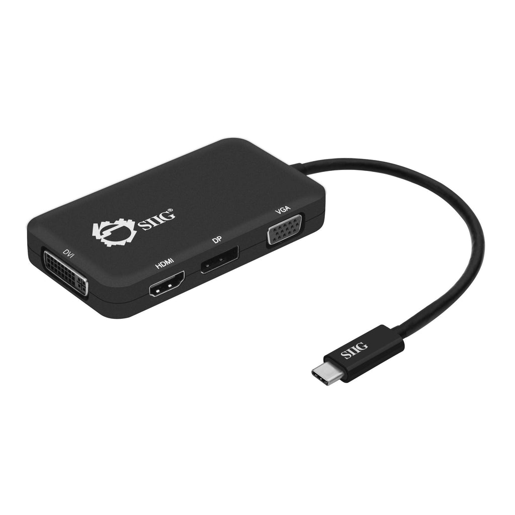[Australia - AusPower] - SIIG USB C to 4K HDMI/DisplayPort/VGA/DVI Multiport Adapter - Thunderbolt 3 Compatible - 4 in 1 for DisplayPort Alt Enabled Devices 