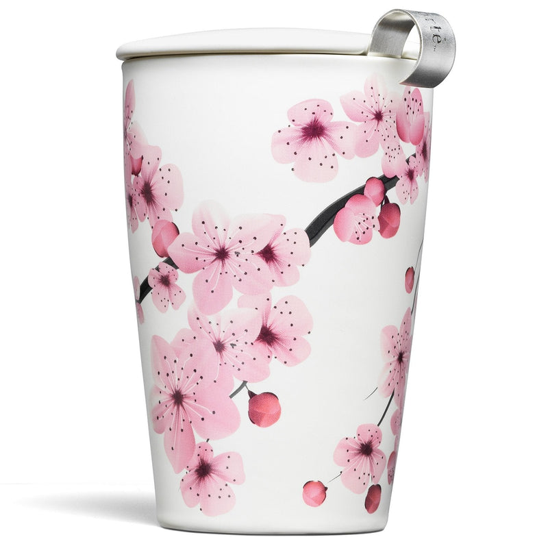 [Australia - AusPower] - Tea Forte Kati Cup Hanami, Ceramic Tea Infuser Cup with Infuser Basket and Lid for Steeping Loose Leaf Tea 