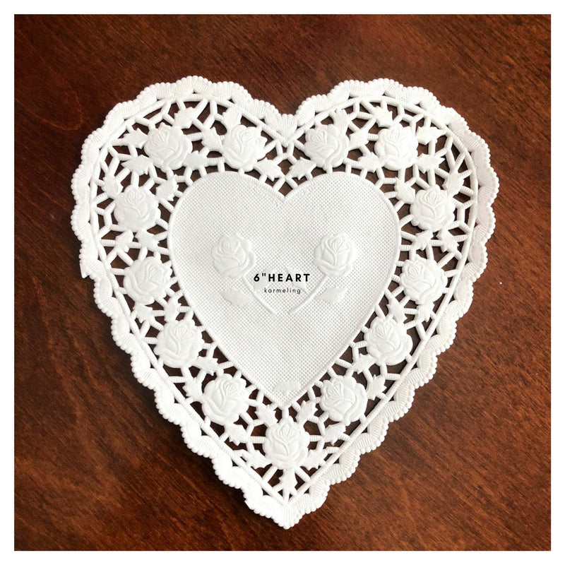 [Australia - AusPower] - 6 Inch White Heart Shaped Paper Doilies 100 Count 5#. 6" Heart 100PC 