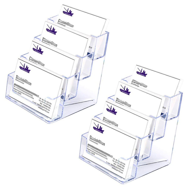 [Australia - AusPower] - Hipiwe 2 Packs 4-Tier Acrylic Business Card Holder Stand Clear Desktop Index Card Filing Card Holder Diaplay Transparent 