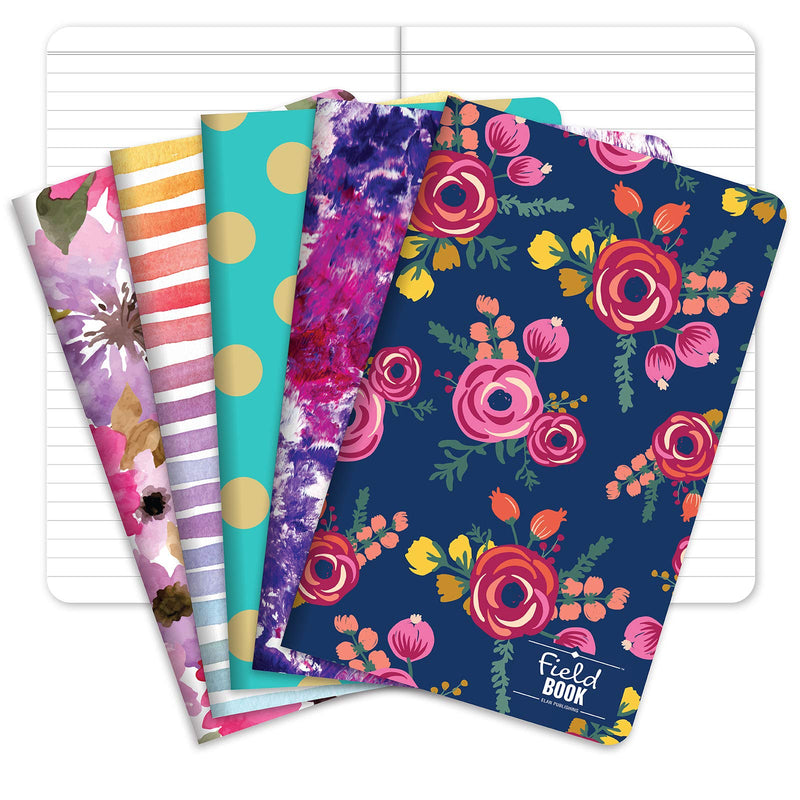 [Australia - AusPower] - Elan Publishing Company Pocket Notebook/Journal - 5"x8" - Assorted Patterns - Lined Memo Field Note Book - Pack of 5 5"x8" 