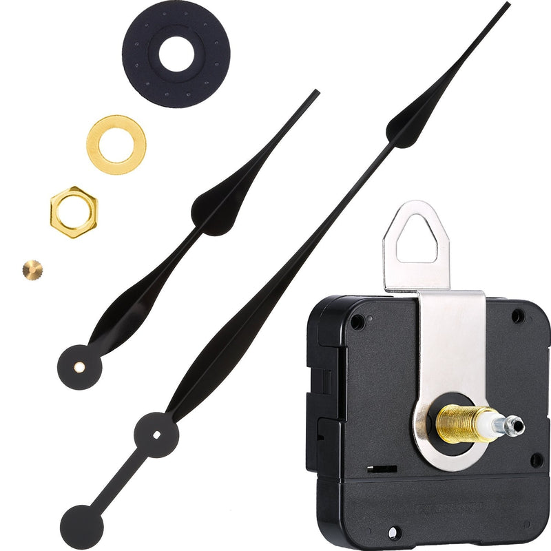 [Australia - AusPower] - High Torque Long Shaft Clock Movement Mechanism with 12 Inch Long Spade Hands (Black) Black 