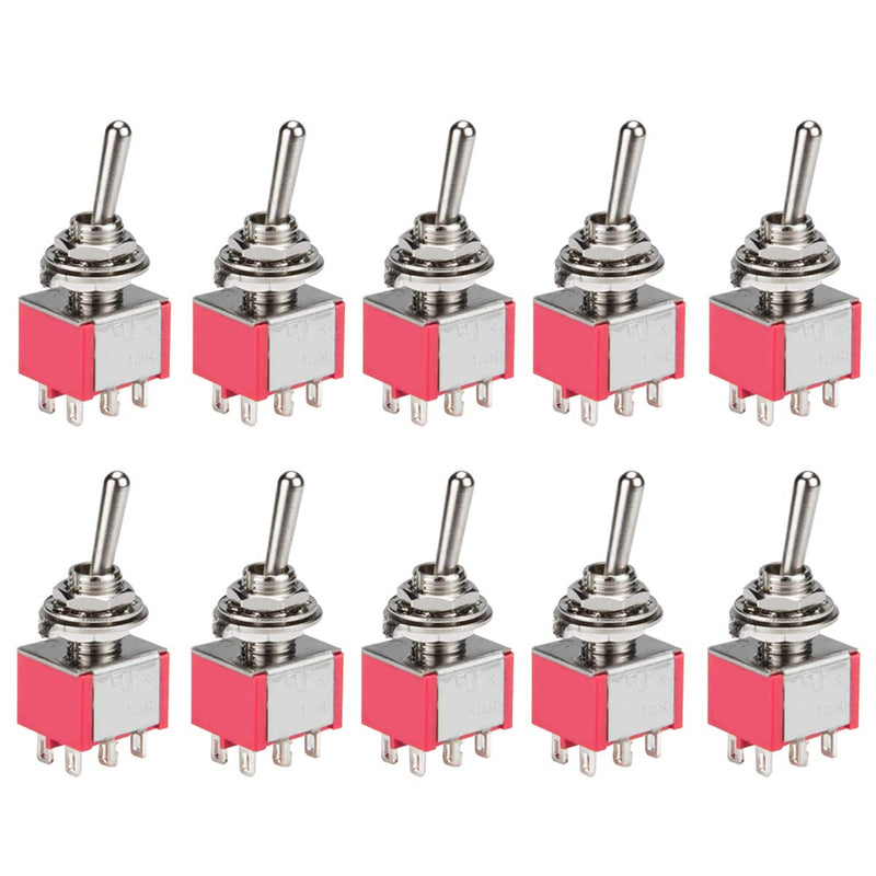 [Australia - AusPower] - DIYhz Toggle Switch AC 5A/125V 2A/250V 6 Pin Terminals On/Off/On 3 Position DPDT Toggle Switch Mini Miniature Toggle Switch Car Dash Dashboard,10Pcs 
