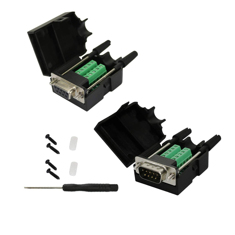 [Australia - AusPower] - Avanexpress DB9 Connector to Wiring Terminal RS232 Serial Port Breakout Board Solder-Free (Male Adapter with Case x1, Female Adapter with Case x1) 