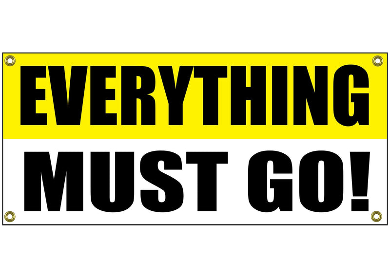 [Australia - AusPower] - Everything Must Go Banner Retail Store Shop Business Sign 36" By 15" Store Closing 