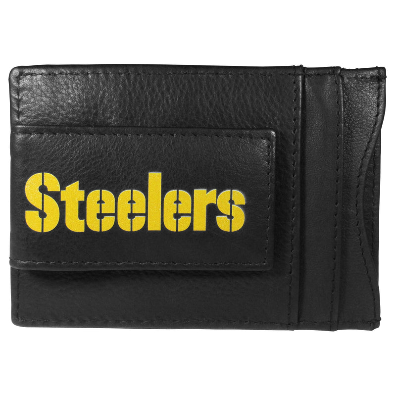 [Australia - AusPower] - Siskiyou Sports Logo Leather Cash and Cardholder Pittsburgh Steelers Slim Black 