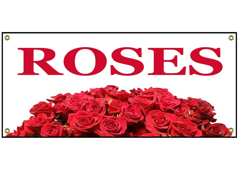[Australia - AusPower] - Roses Banner Retail Store Shop Business Sign 36" By 15" Florist Flower Shop Dozen 