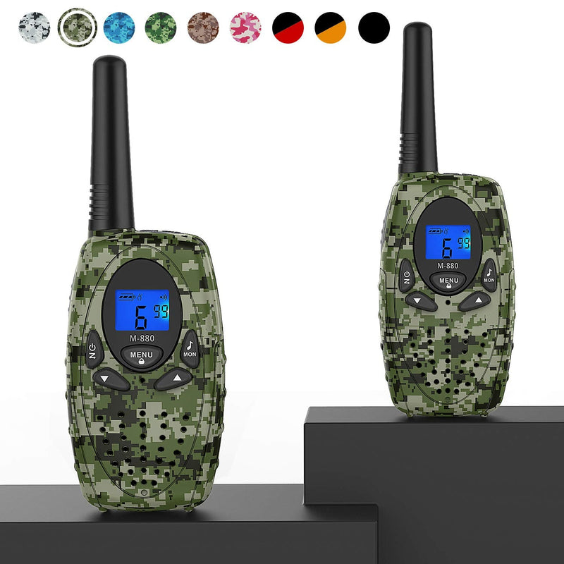 [Australia - AusPower] - Two Way Radios Camping Accessories, Topsung M880 FRS Walkie Talkies for Adults Long Range with Mic LCD Screen/Portable Wakie-Talkie with 22 Channel for Children Hiking Hunting Fishing (Camo 2 in 1) M880 camo 