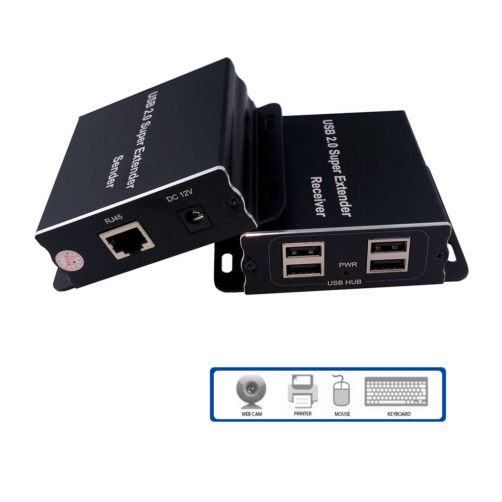 [Australia - AusPower] - E-SDS USB Extender Over Cat5E/6 up to 196ft, USB2.0 Over Cat6 Cat5E Extender with 4 USB 2.0 Ports, Plug and Play, No Driver Needed Support All Operating System, Two Web Cameras Work Synchronously USB Extender 4 Ports 