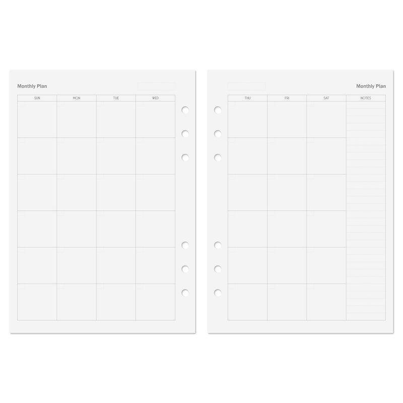 [Australia - AusPower] - Discagenda Planner Insert Refills 6-Hole Ringbound 54 Sheets 120gsm 80lb 5.8x8.3in (Monthly, A5) Monthly 