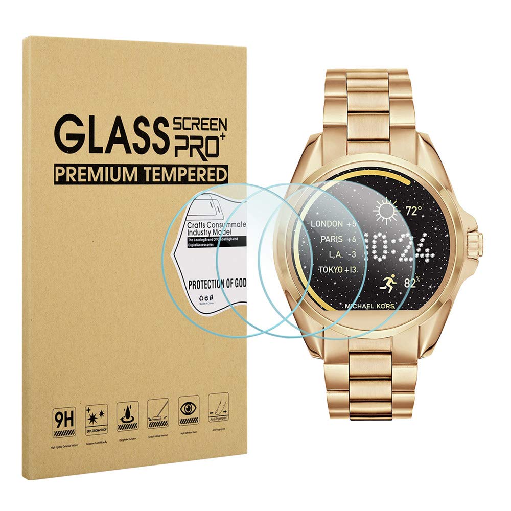 [Australia - AusPower] - Diruite 3-Pack for Michael Kors Bradshaw Screen Protector, 2.5D 9H Hardness Tempered Glass Screen Protector for Michael Kors MKT5001 Smart Watch 