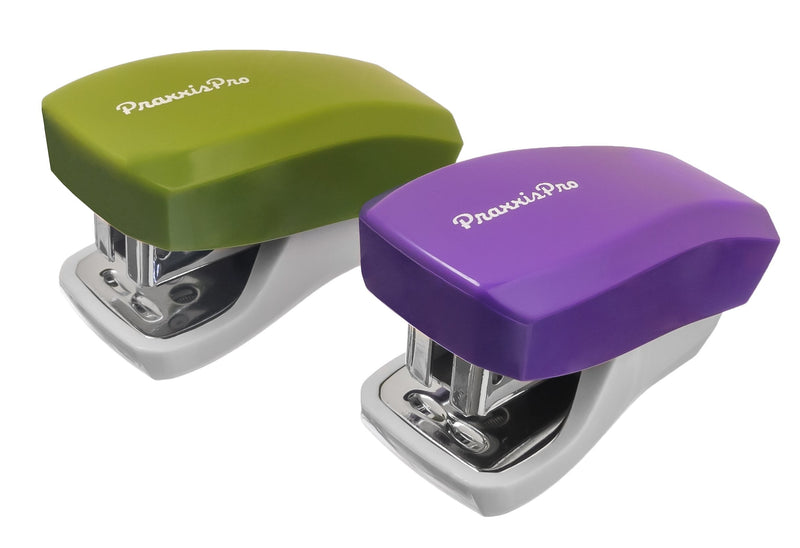 [Australia - AusPower] - PraxxisPro Mini Staplers with Box of 800 Staples and Built in Staple Remover, Staples 2 to 18 Sheets.Set of 2 (Purple & Greenery) Purple & Greenery 