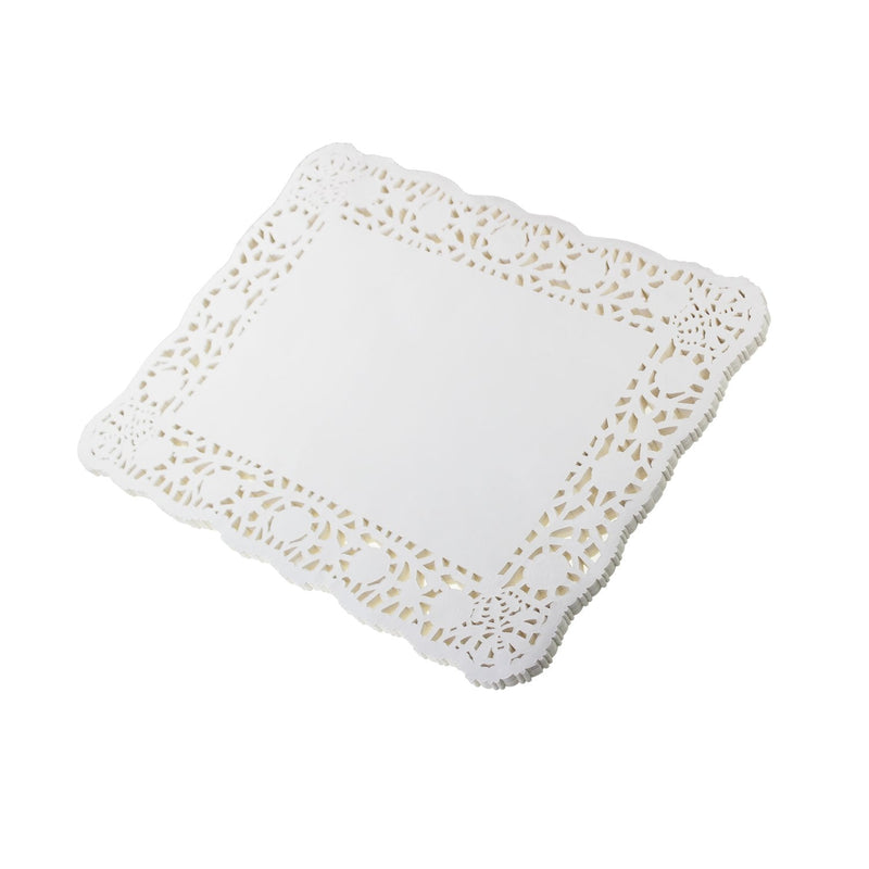 [Australia - AusPower] - LJY 100 Pieces White Lace Rectangle Paper Doilies Cake Packaging Pads Wedding Tableware Decoration (12" x 16") 12" x 16" 