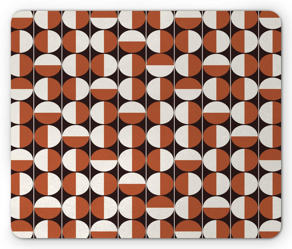 [Australia - AusPower] - Ambesonne Mid Century Mouse Pad, Repeating Bicolor Circles in Vertical Order with Varying Directions, Rectangle Non-Slip Rubber Mousepad, Standard Size, Seal Brown Cinnamon 
